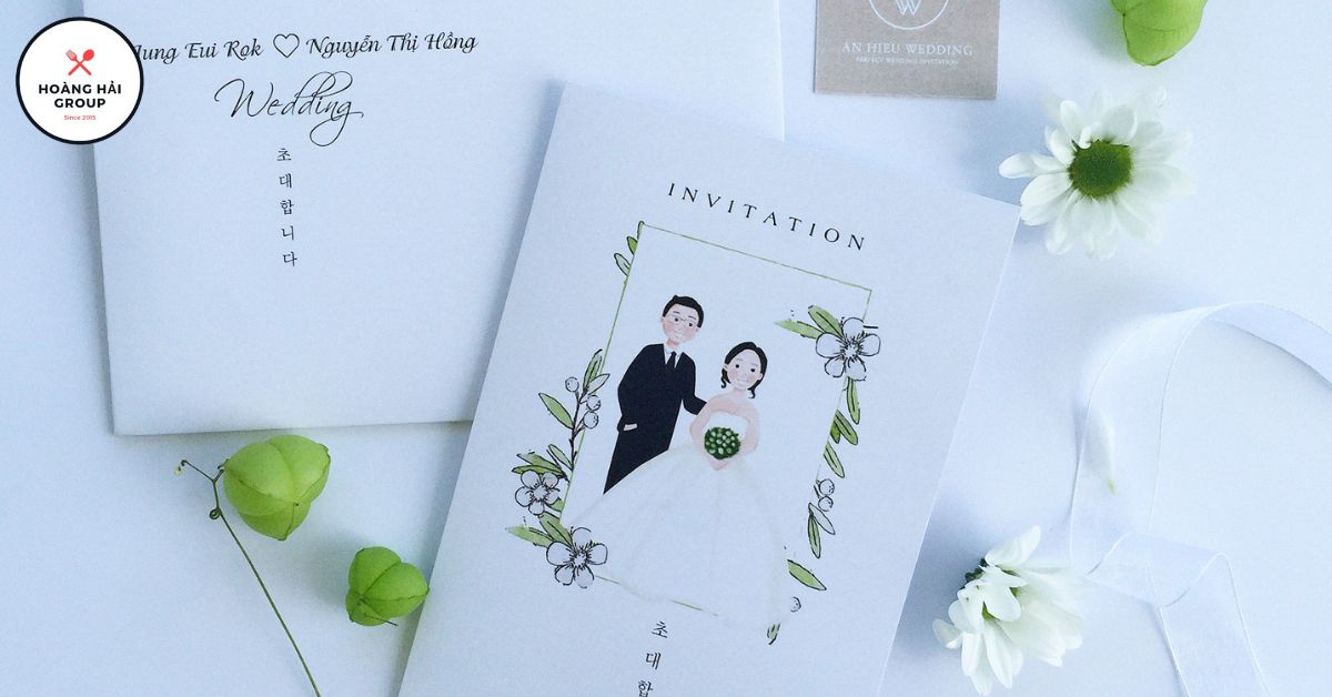Mẫu thiệp cưới hàn quốc hoa lá