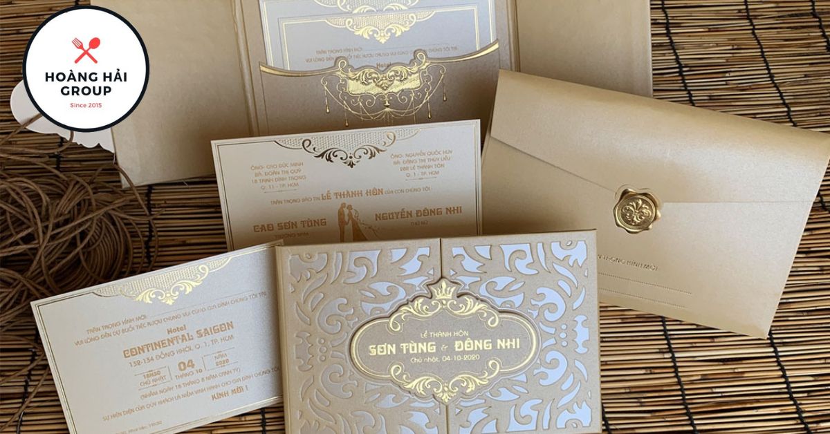 Mẫu thiệp cưới công giáo giấy kim loại