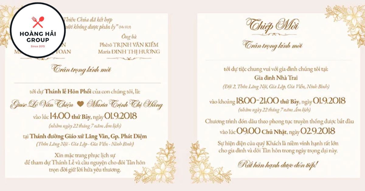 Mẫu thiệp cưới công giáo truyền thống