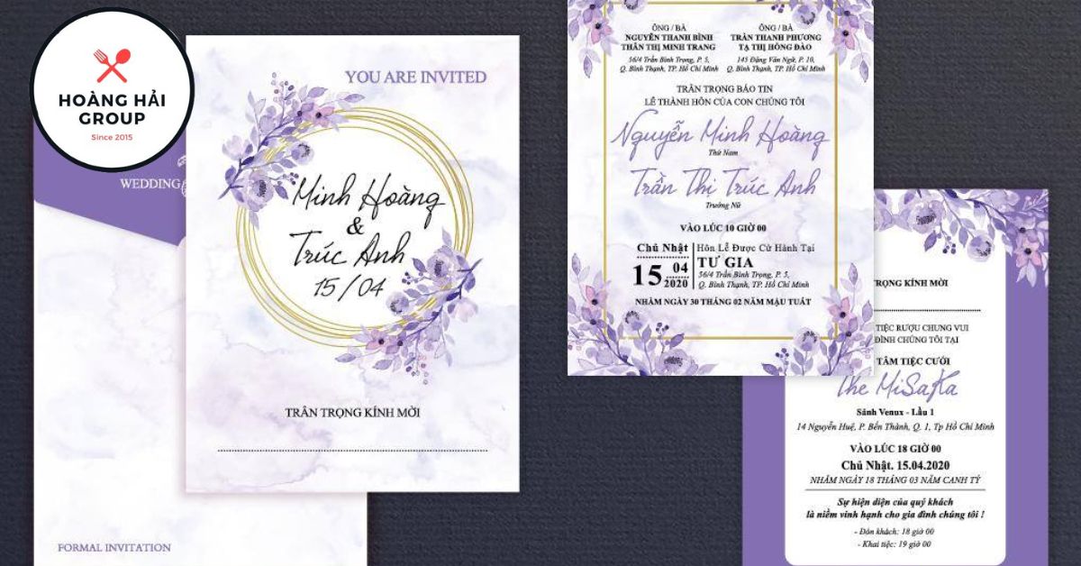 Mẫu thiệp cưới đơn giản hộp sọ hình học