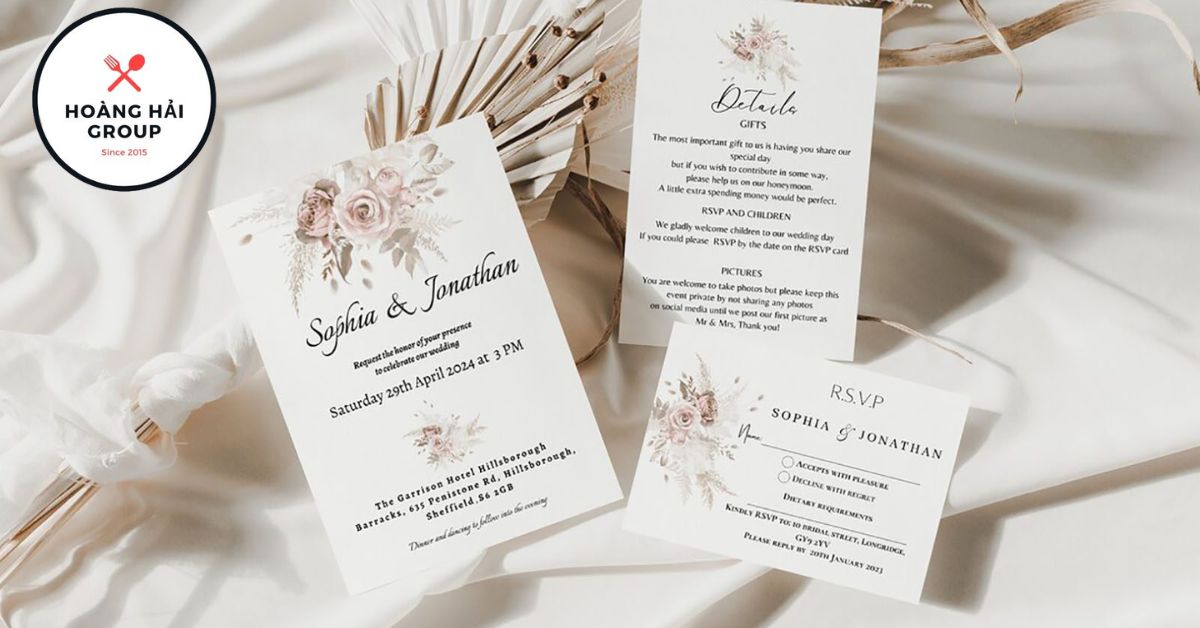 Mẫu thiệp cưới đơn giản phông nền trắng