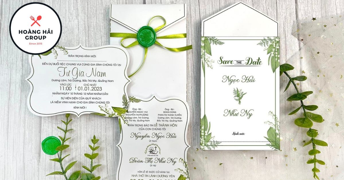 Mẫu thiệp cưới đơn giản thực vật