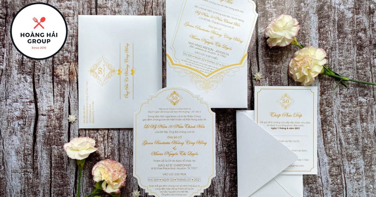 Mẫu thiệp cưới đơn giản hình ảnh ba chiều 