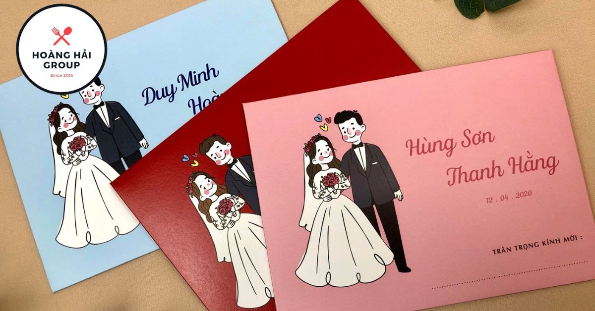 Mẫu thiệp cưới đơn giản hoạt hình 